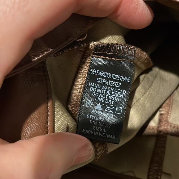 Shinestar Vegan Leather brown pants size Large - Picture 5 of 9